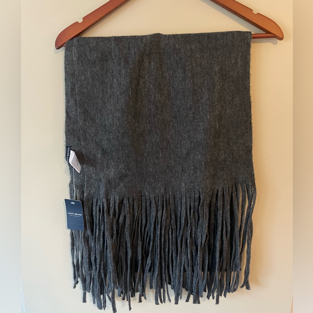 Lucky Brand Gray Fringe Scarf Brand New with Tags
